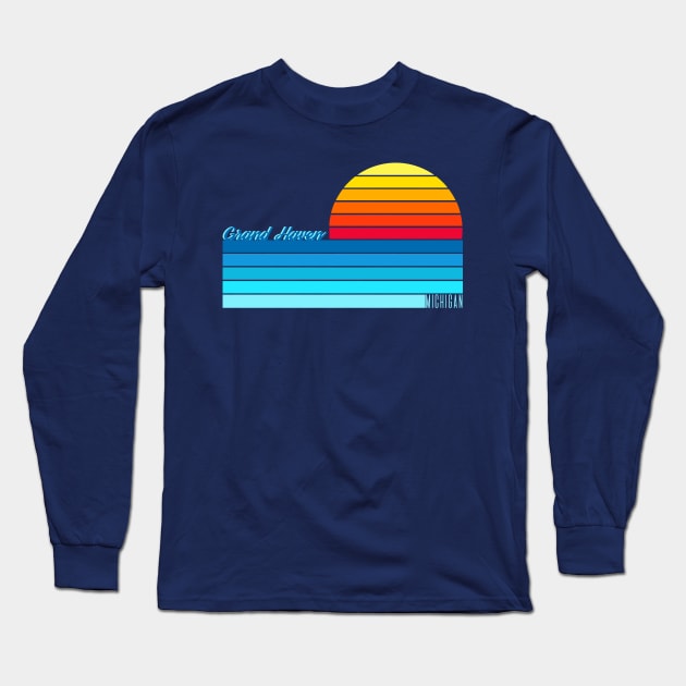 Grand Haven Sunset Long Sleeve T-Shirt by Megan Noble